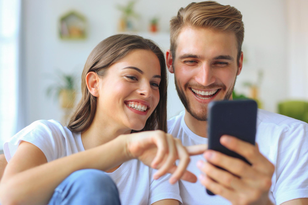 familia viendo el celular